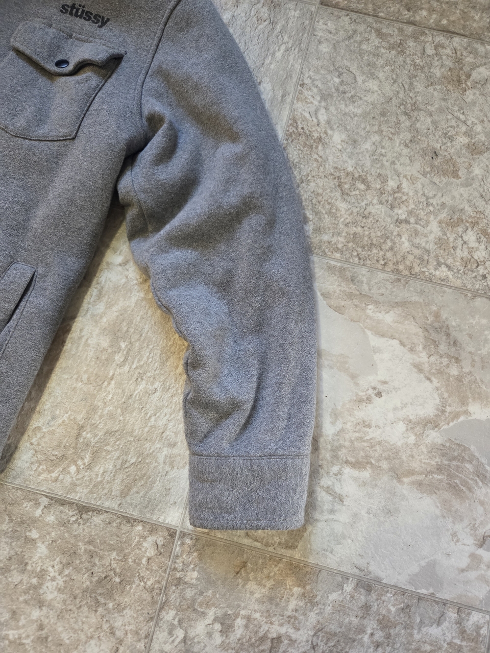 Grey Stüssy fleece Jacket Mens Medium - Picture 9 of 16